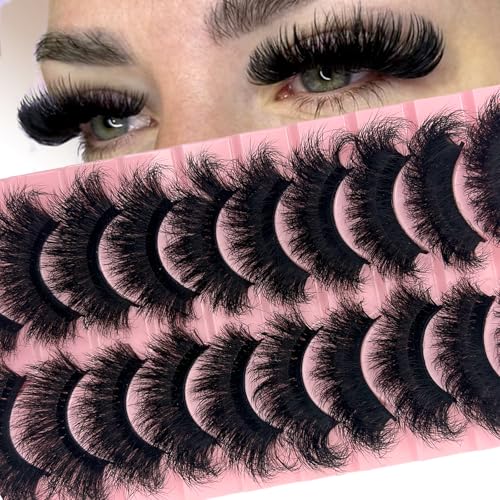 Fluffy Faux Mink Lashes 20-25mm Dramatic Volume 10 Pairs
