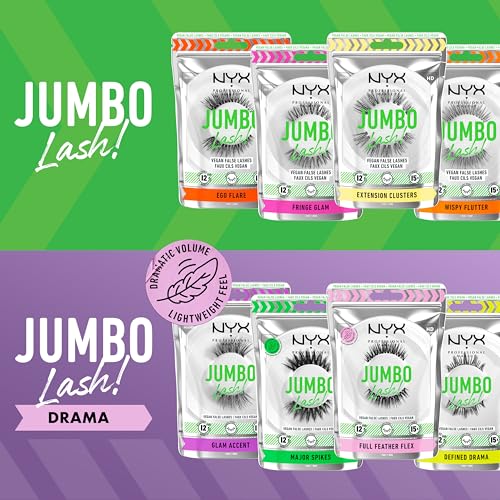 NYX PROFESSIONAL MAKEUP Jumbo Lash! Vegan False Eyelashes, Up to 12HR Wear, Reusable Fake Lashes - Defined Drama