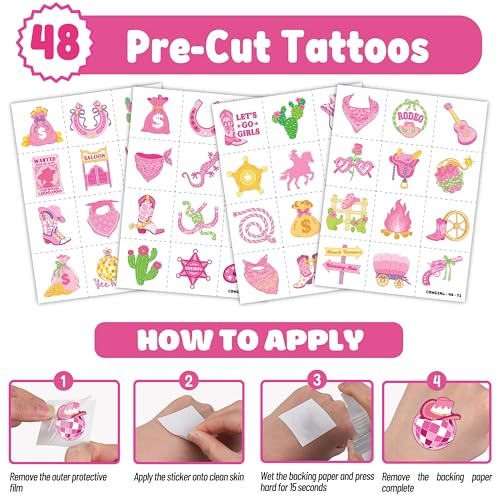 Western Cowgirl Party Set - 72 Pieces Tattoos & Slap Bracelets