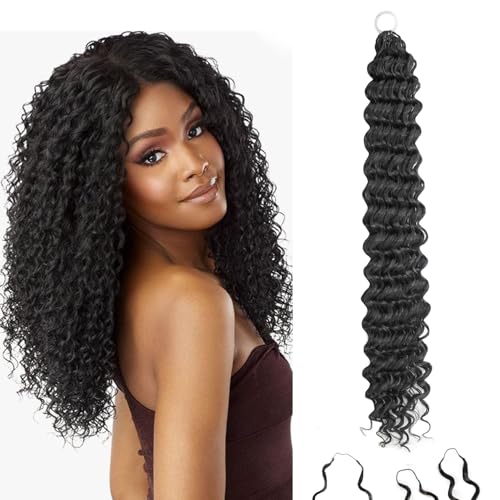 Deep Wave Feather Crochet Hair 20" 25 Strands Knotless Extensions