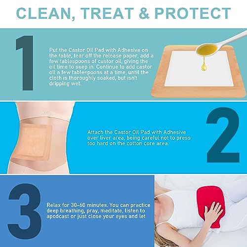 Castor Oil Pack Wrap 8.7"x7.9" Self-Adhesive Pads (10-Pack)