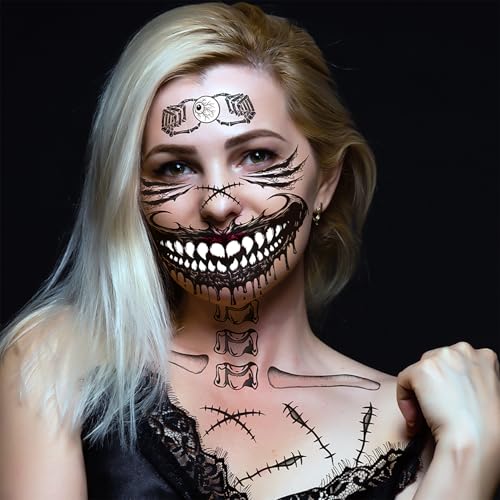Halloween Temporary Tattoos - Scary Skull Spider Clown Stickers