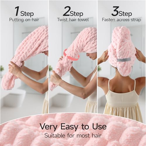 REDKISS Microfiber Hair Towel Wrap 24x42 - 3 Pack