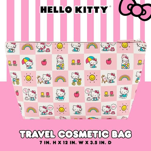 Hello Kitty Travel Makeup Bag, Trapezoid Cosmetic Organizer Pouch for Women