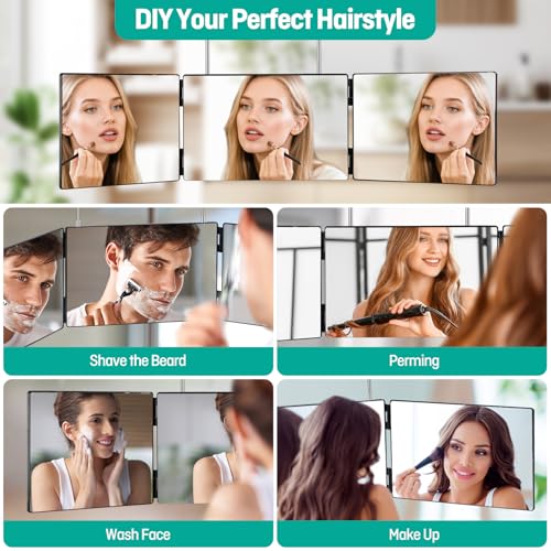 Adjustable 3-Way Mirror for Self Hair Cutting & Makeup