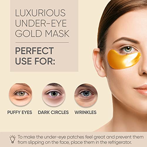 Under Eye Patches (5 Pairs) - Gold Under Eye Mask Amino Acid & Collagen for Face Care, Dark Circles and Puffiness, Beauty & Personal Care