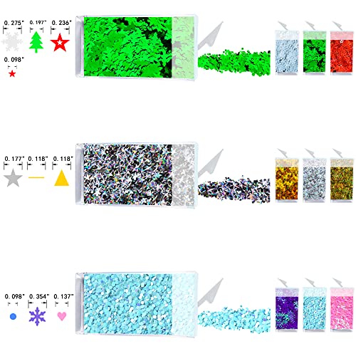 Wenida 9 Bottle Holographic Christmas Glitter Set