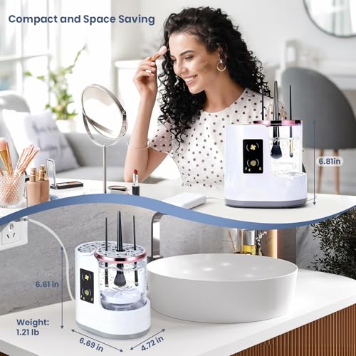 Poputra Electric Makeup Brush Cleaner with Auto Dryer & Storage