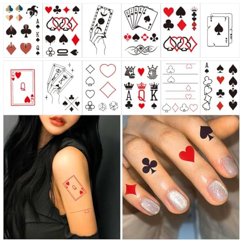 Poker Temporary Tattoos 60-Pack Casino Party Stickers