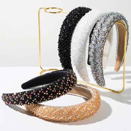 Ever Fairy Rhinestone Headband Women Girls Fashion Handmade Crystal Diamond Bling Headbands Hair Hoops Sparkle Glitter Beaded Jeweled Hairband Hair Accessories