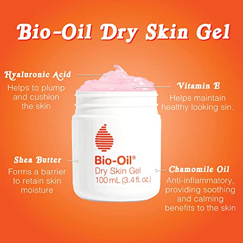 Bio-Oil Dry Skin Gel, Face and Body Moisturizer, Fast Absorbing Hydration, with Soothing Emollients and Vitamin B3, Non-Comedogenic, 1.7 oz