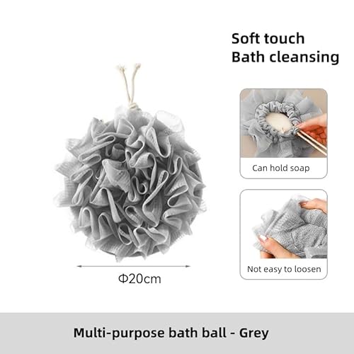Washcloth Loofah Combo 2-in-1 Loufee Wash Cloth That Holds Bar Soap-Exfoliation Mesh Shower Ball for Body Wash&Smooth Skin+Free Loofah Dish Towel (Upgrade Round 2Pcs(Bigger and Softer))