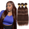 #4 Brown Straight Human Hair Bundles 22-26 Inch