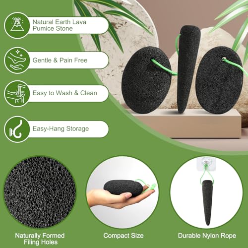 KuuCare Natural Lava Pumice Stone 3 Pack - Foot Callus Remover Exfoliator