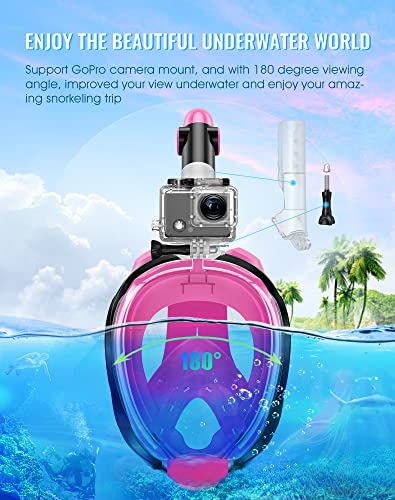 Greatever G2 Full Face Snorkel Mask with Latest Dry Top System,Foldable 180 Degree Panoramic View Snorkeling Mask with Camera Mount,Safe Breathing,Anti-Leak&Anti-Fog