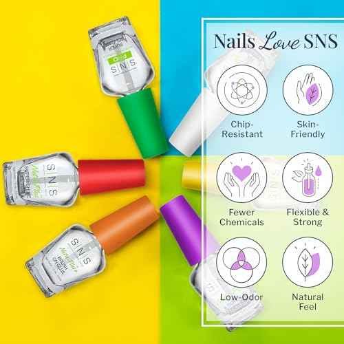 SNS Base Coat Nail Polish for Nail Dip Powder Set, 7 Pack - Long-Lasting & Fast-Drying Nail Strengtheners Gel Base for Quality Colors - Low-Odor Dipping Powder Polish, No UV Lamp Required, 0.5 Oz