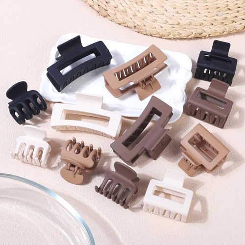 Hair Claw Clips Set - 12 Pack, 3 Styles for All Hair Types