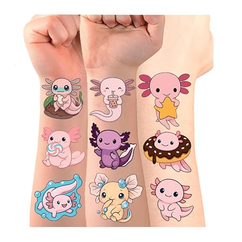 Temporary Tattoo Stickers ? 8 Sets / 100 PCS Waterproof Body Art Decals for Parties & Events (Axolotl)