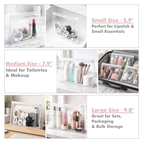 Clear Makeup Bags with Zipper, 60 Pack - EVA Cosmetic Organizer