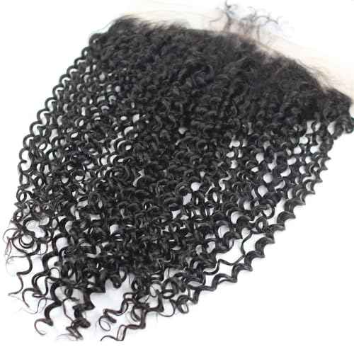 Dreambeauty Transparent Lace Color 13¡¿6" Lace Frontal Closure Kinky Curly Free Part Brazilian Remy Human Hair Pre-Plucked Natural Hairline Lace Frontal Closure with Baby Hair Natural Color (12 Inch)