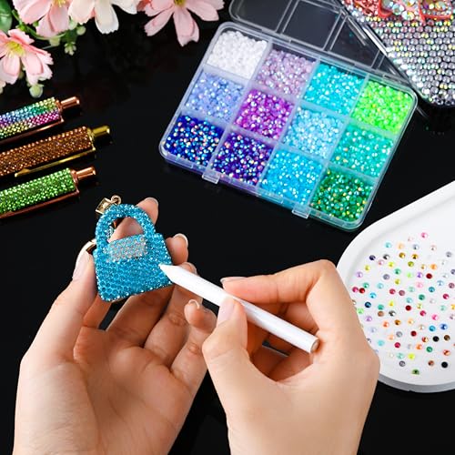 LERBOU 5-Box Nail Art Kit with 24-Color Resin Rhinestones Flowers & Bowknot Decorations