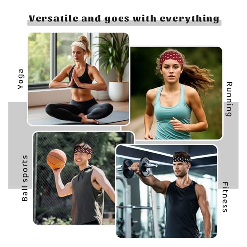 Polka Dot Headbands for Women - 5 Pack Elastic Sports Hairbands