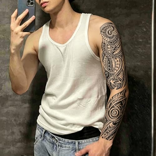 Temporary Sleeve Tattoos - 8 Full & Half Arm Tribal Designs