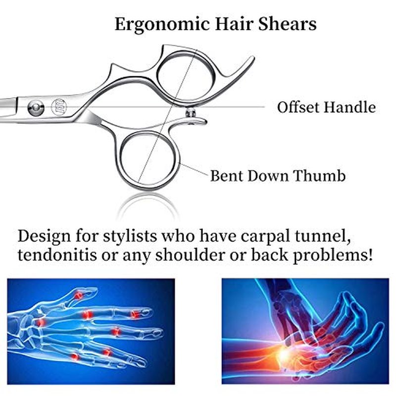 Moontay 6.0" Professional Hair Cutting Shears - Large Finger Holes, 440C Steel