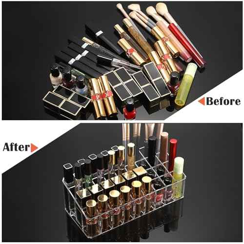 ELLDOO Rollerball Perfume Organizer, 36 Spaces Clear Acrylic Perfume Storage Holder Beauty Scent Holder, Makeup Lipgloss Lipstick Display Case