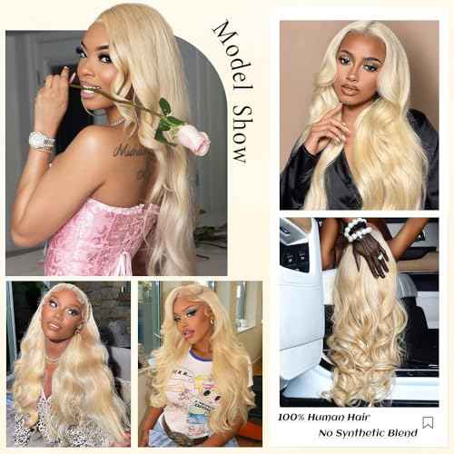 613 13x6 Lace Front Wig Human Hair 30 Inch 100% Real Blonde Wig Human Hair Body Wave HD Lace Front Wigs Human Hair 200 Density Easily Stained No Tangle Minimal Shedding Longer Life