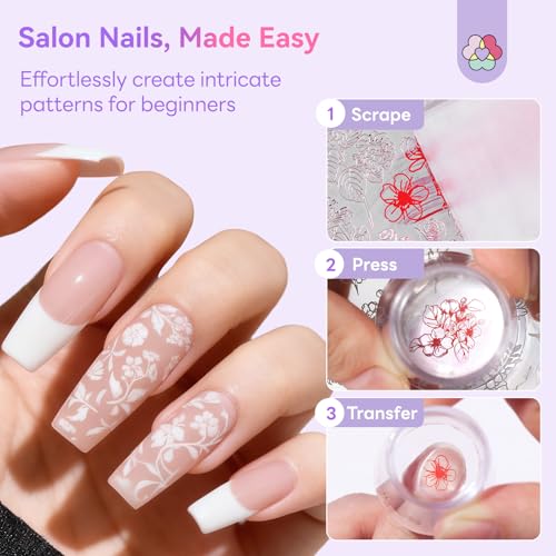 SAVILAND Nail Stamping Gel Polish Kit 6 Colors