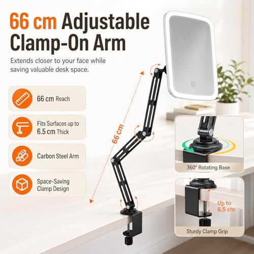 10X Magnifying Clip-On Makeup Mirror with Lights