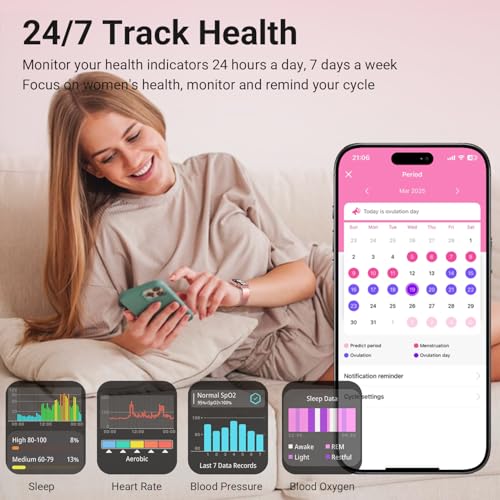 Trendia Smart Watch for Women - 1.83'' HD Fitness Tracker with Bluetooth Calls, Heart Rate & Sleep Monitor, IP68 Waterproof, Pink