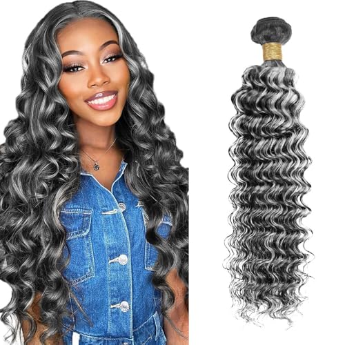 32 Inch Ombre Silver Deep Wave Human Hair Bundles - Fridnae