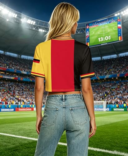 Soccer Cup 2026 Women’s Crop Top Jerseys - Brazil, Argentina, USA, V-Neck T-Shirt