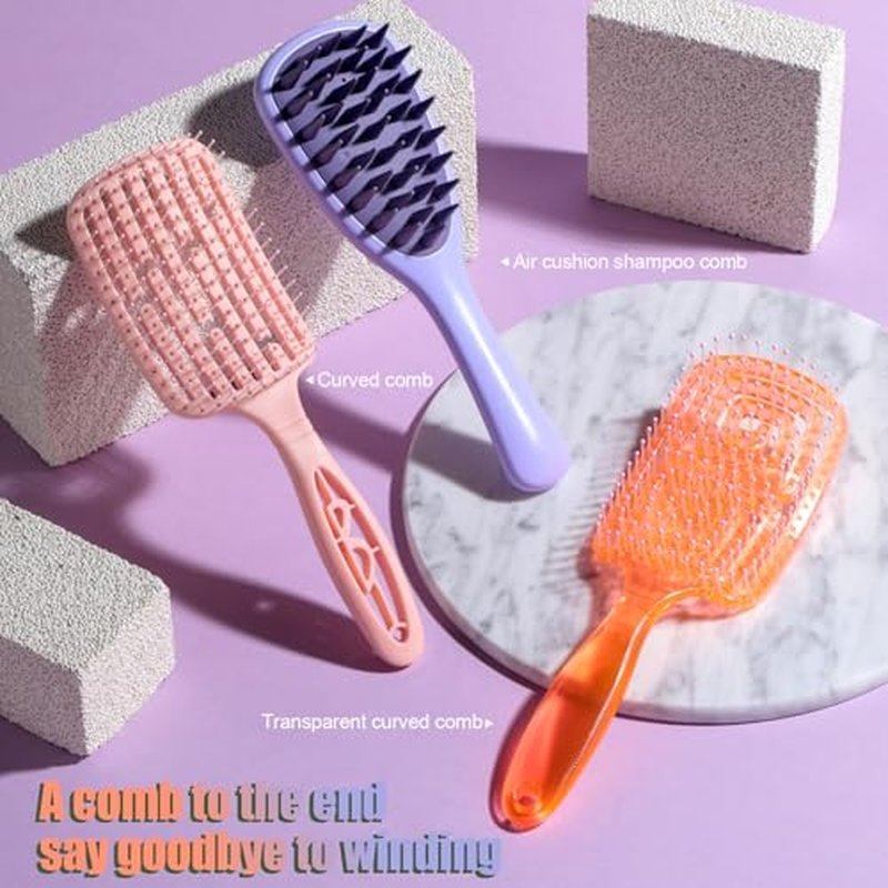 3-Piece Detangling Hair Brush Set with Scalp Massager