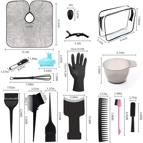 42-Piece Hair Dye Coloring Kit with Accessories for DIY Salon Use