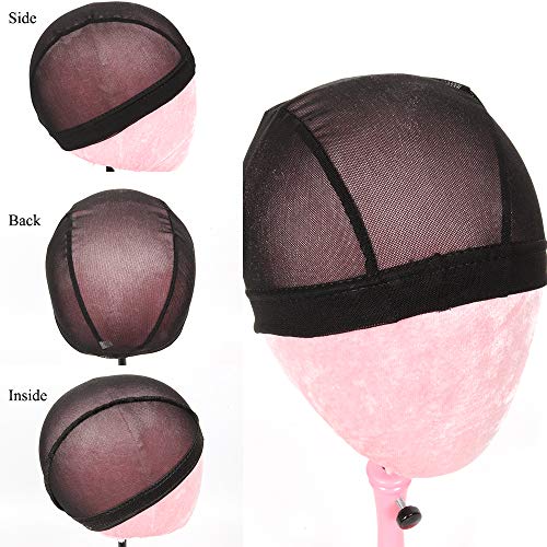 Small Mesh Dome Caps For Wigs 6 Pcs Stretch Breathable Mesh Dome Wig Cap Spandex Black Wig Caps For Making Wigs (6 Pcs, Black, S)