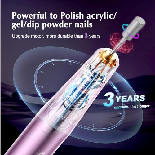 COSLUS C40 Electric Nail Drill Kit Dark Purple - Professional Manicure Pedicure Tool
