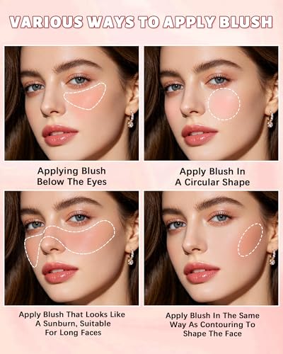 Blush Palette with Brush - Matte Rose Peach Pink 2 Colors