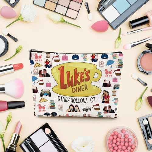 Gilmore Inspired Makeup Bag Girls Merchandise Fans Gifts Luker's Dinner Inspired Gifts for Mom Girl Daughter Sister Friend Travel Toiletry Makeup Organizer Zipper Pouch
