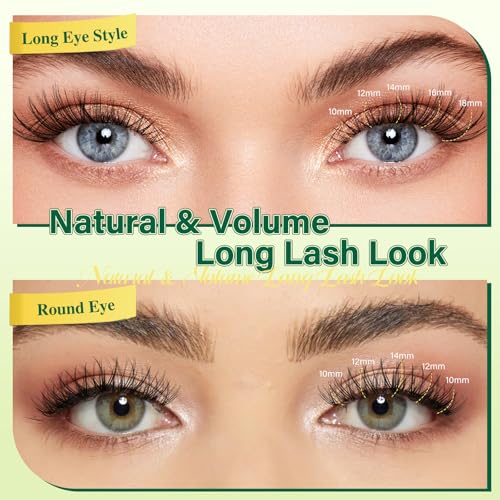 KEYYOULASH Lash Clusters Manga Lash Extension C Curl 144pcs 8-18mm Wispy Eyelash Clusters Natural Volume Eyelash Extensions Individual Lashes DIY at Home(KY05,D-8-16MIX)