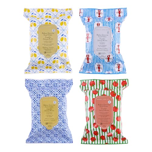 Coastal Makeup Remover Wipes Variety Pack – 4x30, 120 Count, Travel Friendly