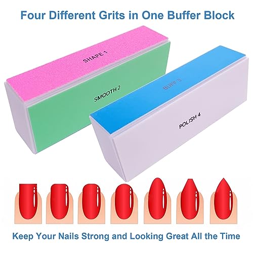 4-Way Nail Buffer Block Set - 6 Pieces for Natural & Acrylic Nails