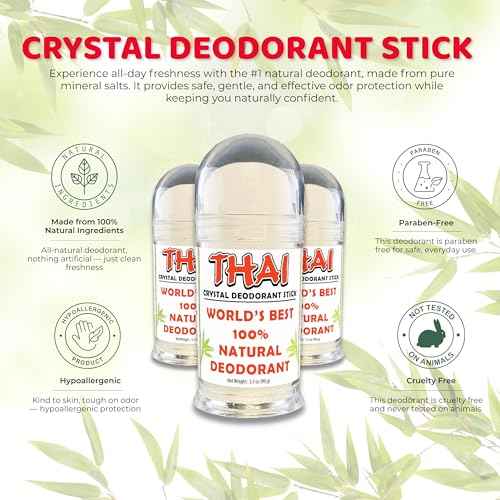 Thai crystal deodorant stick, 3.5 ounce pushup (3pack)