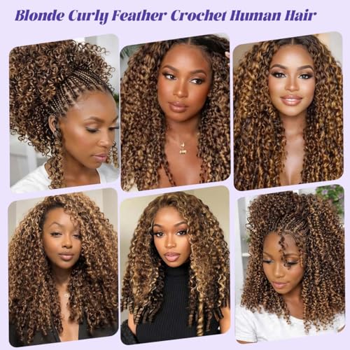 Burmese Curly Crochet Human Hair 16" - 60g Feather Extensions #4P27