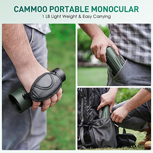 12x50 Monocular Telescope for Adults High Powered, Low Light Larger Vision BAK4 Prism & SMC Lens, Frog & Waterproof Hiking Hunting Gear Gifts for Men, Black