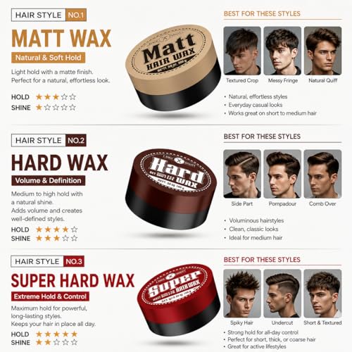 Olive Farm Super Hard Hair Wax for Men – Strong Hold Beeswax Formula, 1.76 oz