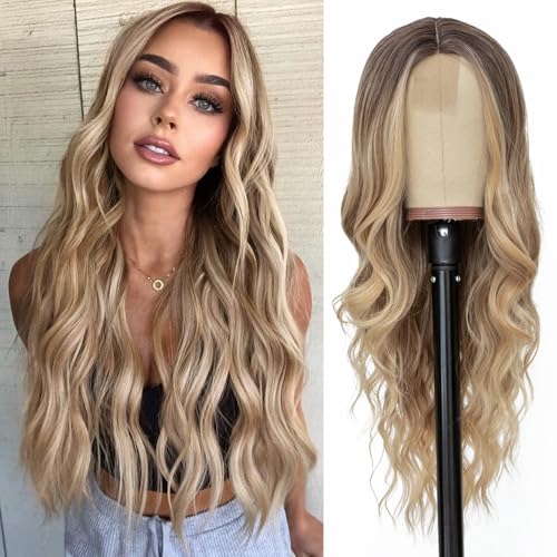 26 Inch Ombre Blonde Wavy Synthetic Wig for Women