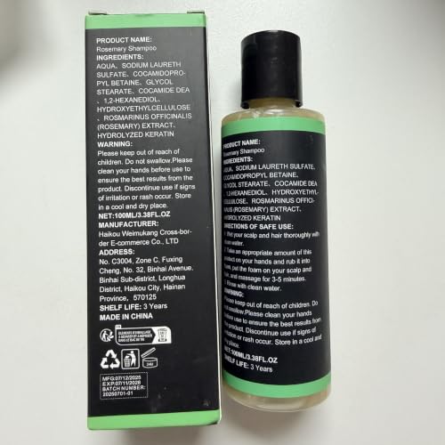 ChLNDalin Rosemary Hair Growth Shampoo 3.38 Fl Oz - Nourishes & Regenerates Hair for Thinning & Hair Loss, Suitable for All Hair Types